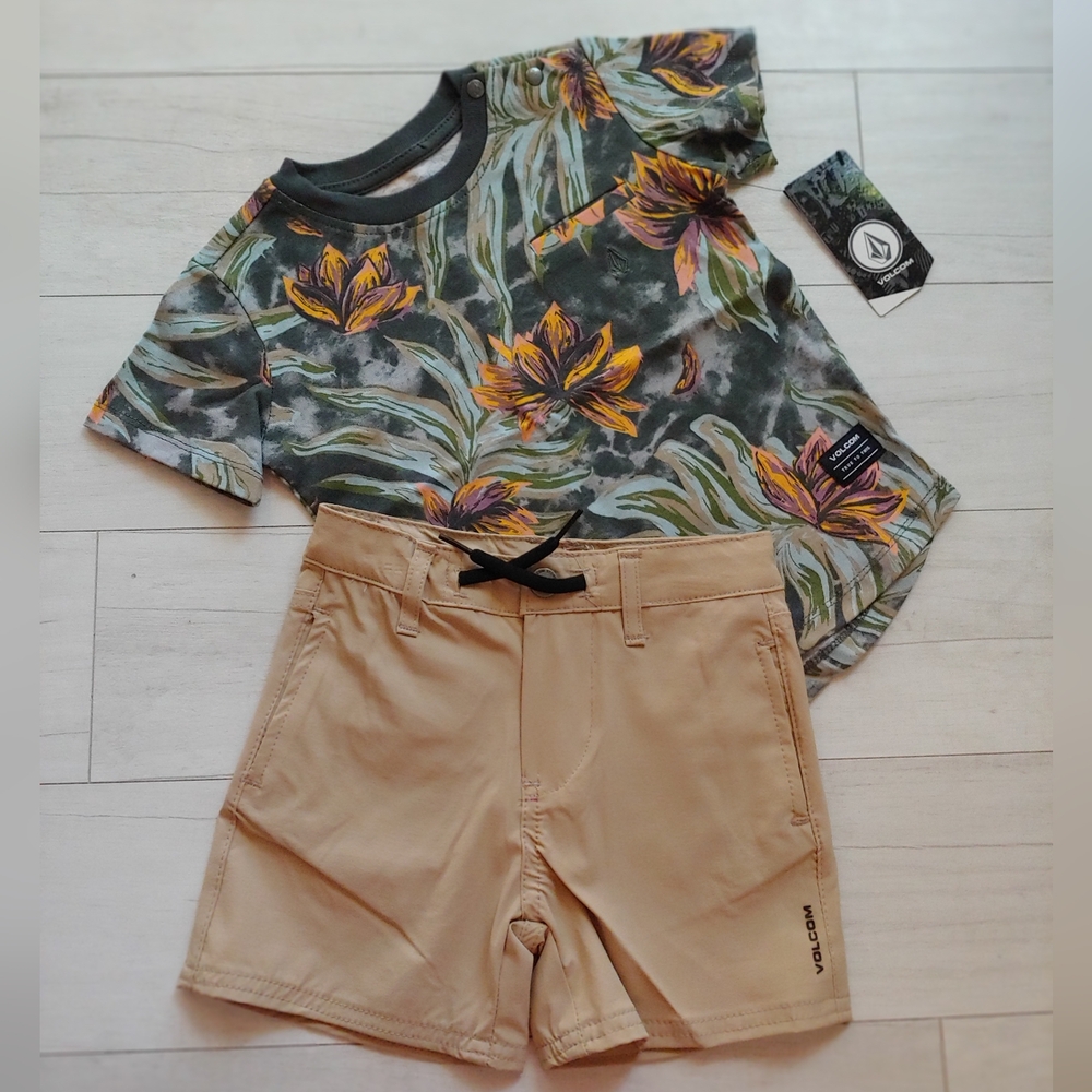 VOLCOM NEW Toddler Pocket Tee & Chino Shorts